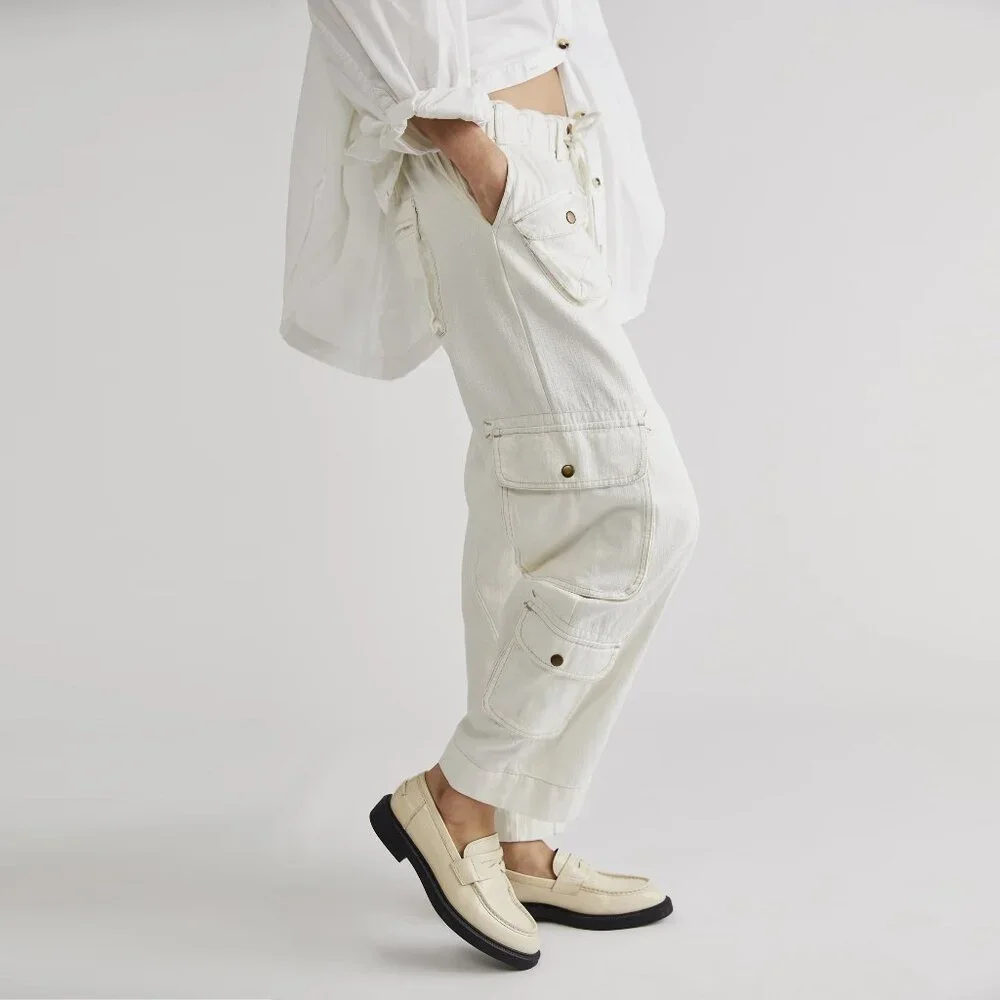 Free People Tahiti Herringbone Cargo Pants NWT - Picture 3 of 14